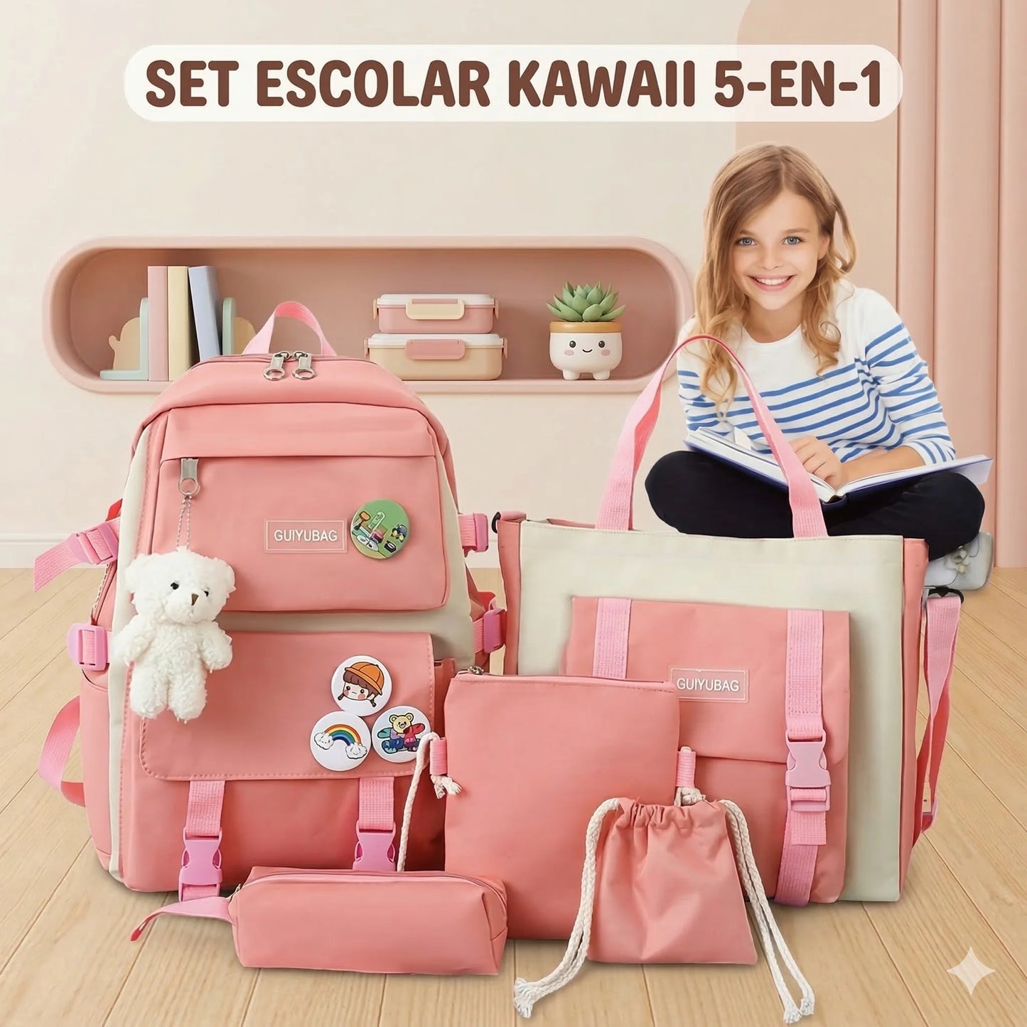 Aesthetic Pro™ Mochila Kawaii 5 En 1