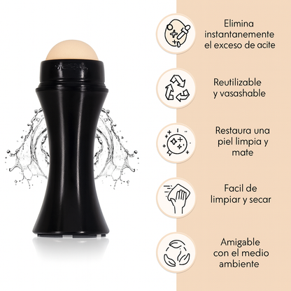 SkinMate™ Rodillo facial absorbente de grasa 2x1